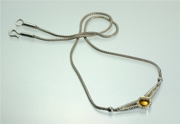 Natural twist secrets of the sea silver, gold & citrine necklace
